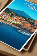 Poster vintage dell'Isola d'Elba - illustrazione retrò, Toscana, Italia