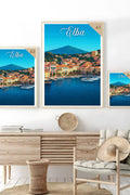 Poster vintage dell'Isola d'Elba - illustrazione retrò, Toscana, Italia