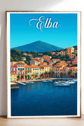 Poster vintage dell'Isola d'Elba - illustrazione retrò, Toscana, Italia