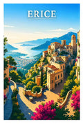 Poster Erice Stampa Manifesto Vintage Retro Illustrato