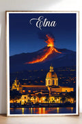 Poster Etna Stampa Manifesto Vintage Retro Illustrato
