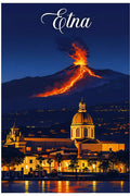 Poster Etna Stampa Manifesto Vintage Retro Illustrato