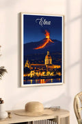 Poster Etna Stampa Manifesto Vintage Retro Illustrato