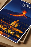 Poster Etna Stampa Manifesto Vintage Retro Illustrato