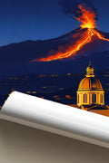 Poster Etna Stampa Manifesto Vintage Retro Illustrato