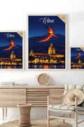 Poster Etna Stampa Manifesto Vintage Retro Illustrato
