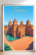Poster Ferrara Stampa Manifesto Vintage Retro Illustrato