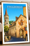 Poster Finalborgo Stampa Manifesto Vintage Retro Illustrato
