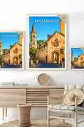 Poster Finalborgo Stampa Manifesto Vintage Retro Illustrato