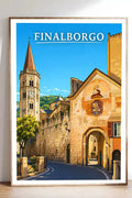 Poster Finalborgo Stampa Manifesto Vintage Retro Illustrato