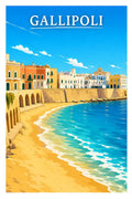 Poster Gallipoli Stampa Manifesto Vintage Retro Illustrato
