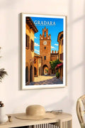 Poster Gradara Stampa Manifesto Vintage Retro Illustrato