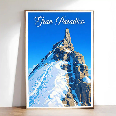 Poster Gran Paradiso Stampa Manifesto Vintage Retro Illustrato