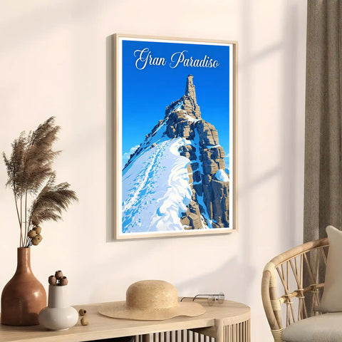 Poster Gran Paradiso Stampa Manifesto Vintage Retro Illustrato