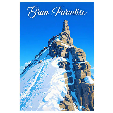 Poster Gran Paradiso Stampa Manifesto Vintage Retro Illustrato