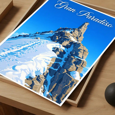 Poster Gran Paradiso Stampa Manifesto Vintage Retro Illustrato