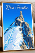 Poster Gran Paradiso Stampa Manifesto Vintage Retro Illustrato
