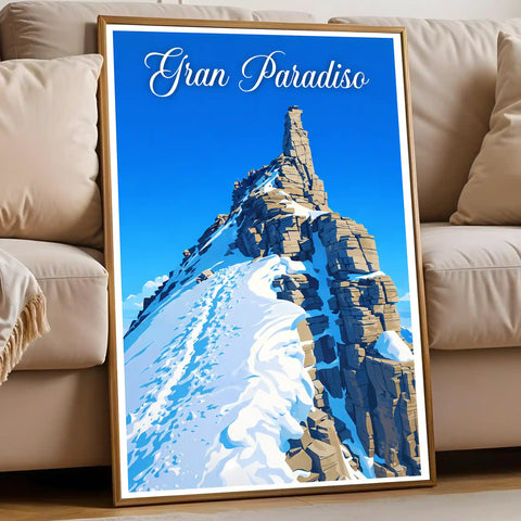 Poster Gran Paradiso Stampa Manifesto Vintage Retro Illustrato