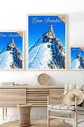 Poster Gran Paradiso Stampa Manifesto Vintage Retro Illustrato
