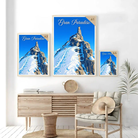 Poster Gran Paradiso Stampa Manifesto Vintage Retro Illustrato