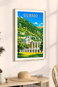 Poster Gubbio Stampa Manifesto Vintage Retro Illustrato