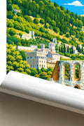 Poster Gubbio Stampa Manifesto Vintage Retro Illustrato