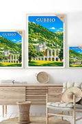 Poster Gubbio Stampa Manifesto Vintage Retro Illustrato