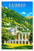 Poster Gubbio Stampa Manifesto Vintage Retro Illustrato