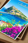 Poster Ischia Stampa Manifesto Vintage Retro Illustrato