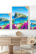 Poster Ischia Stampa Manifesto Vintage Retro Illustrato