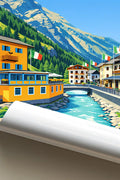 Poster La Thuile Stampa Vintage Retro Illustration