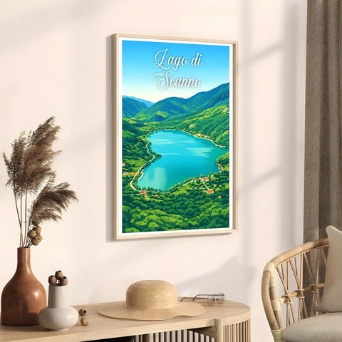 Poster Lago di Scanno Stampa Manifesto Vintage Retro Illustrato