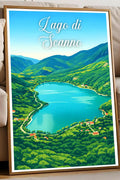 Poster Lago di Scanno Stampa Manifesto Vintage Retro Illustrato