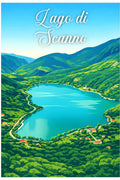 Poster Lago di Scanno Stampa Manifesto Vintage Retro Illustrato