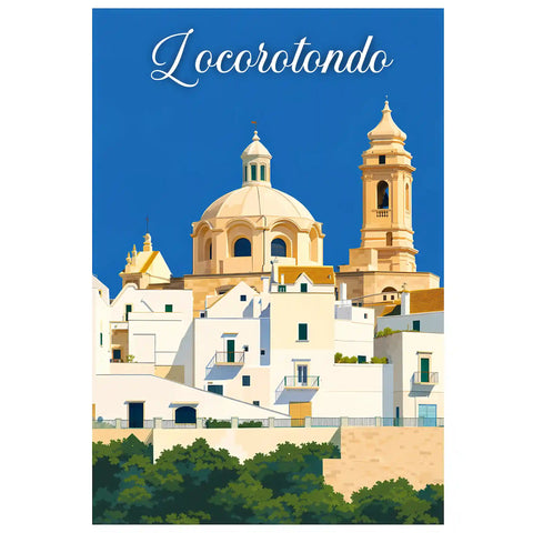 Poster Locorotondo Stampa Manifesto Vintage Retro Illustrato