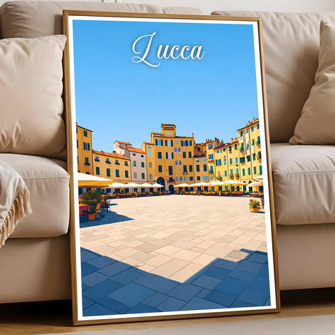 Poster Lucca Stampa Manifesto Vintage Retro Illustrato