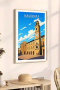 Poster Macerata Stampa Manifesto Vintage Retro Illustrato