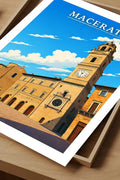 Poster Macerata Stampa Manifesto Vintage Retro Illustrato