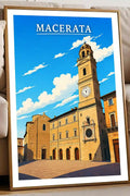 Poster Macerata Stampa Manifesto Vintage Retro Illustrato
