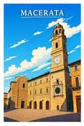 Poster Macerata Stampa Manifesto Vintage Retro Illustrato