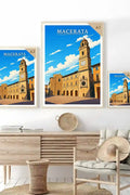 Poster Macerata Stampa Manifesto Vintage Retro Illustrato