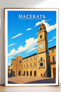 Poster Macerata Stampa Manifesto Vintage Retro Illustrato