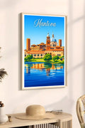 Poster Mantova Stampa Manifesto Vintage Retro Illustrato