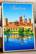 Poster Mantova Stampa Manifesto Vintage Retro Illustrato