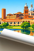 Poster Mantova Stampa Manifesto Vintage Retro Illustrato