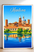 Poster Mantova Stampa Manifesto Vintage Retro Illustrato