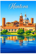 Poster Mantova Stampa Manifesto Vintage Retro Illustrato