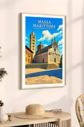 Poster Massa Marittima Stampa Manifesto Vintage Retro Illustrato