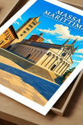 Poster Massa Marittima Stampa Manifesto Vintage Retro Illustrato