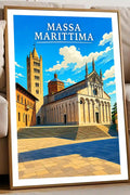 Poster Massa Marittima Stampa Manifesto Vintage Retro Illustrato
